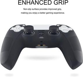 img 2 attached to 🎮 Enhance Your Gaming Experience with BRHE PS5 Controller Skin Grip Cover: Anti-Slip Silicone Protector Rubber Case + Cute Kawaii Accessories Set + 2 Thumb Grip Caps (Full Covered, Black)