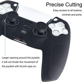 img 3 attached to 🎮 Enhance Your Gaming Experience with BRHE PS5 Controller Skin Grip Cover: Anti-Slip Silicone Protector Rubber Case + Cute Kawaii Accessories Set + 2 Thumb Grip Caps (Full Covered, Black)