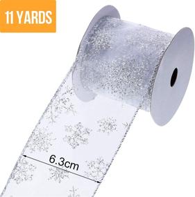 img 3 attached to 🎁 10m Silver Boao Organza Ribbon Snowflake Wired Sheer Glitter Ribbon with Spool - Ideal for Christmas Decoration, Gift Wrapping, Party Decor