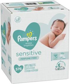 img 3 attached to 👶 Pampers Sensitive Baby Diaper Wipes Refill: 576 Count, 9X Gentle Cleaning - Must-Have for Babies!
