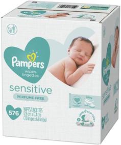 img 4 attached to 👶 Pampers Sensitive Baby Diaper Wipes Refill: 576 Count, 9X Gentle Cleaning - Must-Have for Babies!