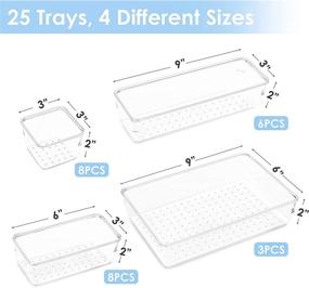 img 3 attached to Premium 25 PCS Clear Plastic Drawer Organizers Set by Vtopmart - Versatile Bathroom and Vanity Trays for Makeup, Jewelries, Kitchen Utensils, and Office Supplies