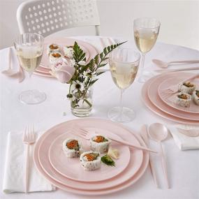 img 3 attached to 🍽️ Набор посуды Opulence Blush Disposable Dinnerware – 20 многоразовых пластиковых салатников, 9-дюймовые премиум-тарелки