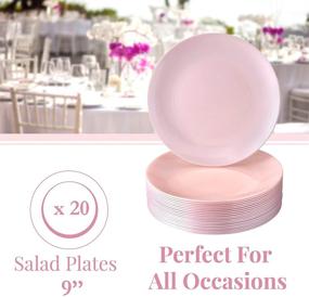 img 1 attached to 🍽️ Набор посуды Opulence Blush Disposable Dinnerware – 20 многоразовых пластиковых салатников, 9-дюймовые премиум-тарелки