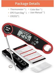 img 1 attached to 🔥 Valorosa Waterproof Digital Meat Thermometer: Instant-Read LCD Display, Stainless Steel Probe, Backlight, Calibration - Battery Included (Black)