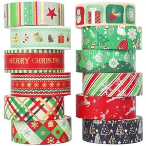 img 4 attached to 🎄 YUBBAEX Christmas Washi Tape Set 12 Rolls - Gold/Silver Foil Masking Tape for DIY Crafts, Scrapbooking, Bullet Journals, Gift Wrapping - 15mm