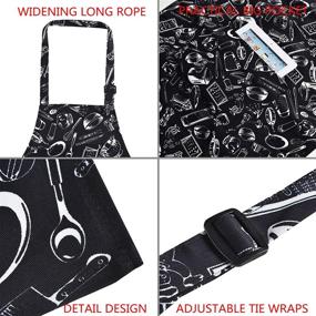 img 1 attached to 🍳 Pocketed Apron Set: Women's and Men's Kitchen & BBQ Aprons - 2 Pack Black Chef/Cooking Aprons