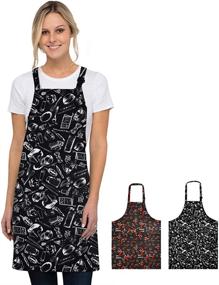 img 4 attached to 🍳 Pocketed Apron Set: Women's and Men's Kitchen & BBQ Aprons - 2 Pack Black Chef/Cooking Aprons