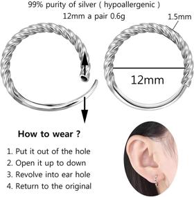 img 1 attached to 💎 Sterling Silver Mini Hoop Earrings for Women and Teen Girls - Small Cartilage Earring Hoop Nose Ring in Various Sizes (6mm, 8mm, 10mm, 12mm)