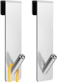 img 4 attached to 🚿 LIANQUAN Shower Door Hooks - Pack of 2, Over Door Hooks for Frameless Glass Bathroom Shower Door, Stainless Steel Hanger with No-Drill Installation, Towel Rack Ideal for Robe, Loofahs - Silver