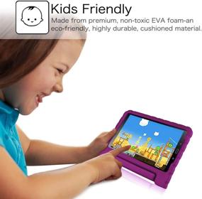 img 3 attached to Чехол Fintie противоударный для Samsung Galaxy Tab A 10.1 (2016 версия без S Pen), легкий чехол с ручкой и подставкой для детей, фиолетового цвета.