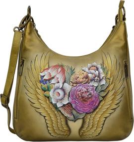 img 4 attached to 👜 Анушка Женская сумка-хобо из натуральной кожи, ручной росписи: Оригинальное произведение искусства с съемным плечевым ремнем