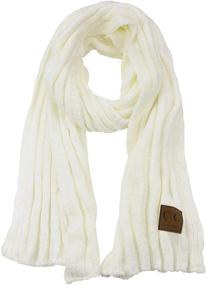 img 4 attached to C C Womens Chenille Ribbed Scarf Black