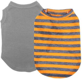 img 4 attached to 🐾 Chol&amp;Vivi Medium Dog Clothes for Boys and Girls - 2pcs Plain Dog Shirts, Dog Apparel for Summer - Medium Size in Grey and Orange