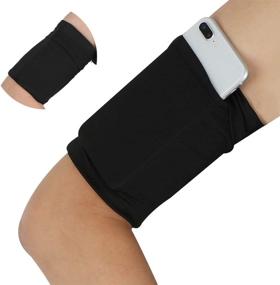 img 4 attached to Stretchy Black Exercise Armband: Cellphone Holder Sleeve for iPhone 6-XS, 11-12 - Ideal Arm Wristband for Jogging, Walking, Running