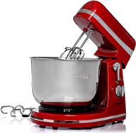 🔴 ovente sm880ri electric stand mixer: powerful 300w with 6-speed control, stainless steel mixing bowl - perfect for whipping, mixing, and blending – red color логотип