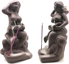 img 2 attached to Enhance Your Home Décor with the OTOFY Mermaid Ceramic Incense Holder Backflow Incense Burner – Artwork Figurine for Aromatherapy, Fantasy Gifts & Sculptures