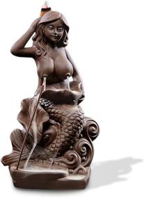 img 4 attached to Enhance Your Home Décor with the OTOFY Mermaid Ceramic Incense Holder Backflow Incense Burner – Artwork Figurine for Aromatherapy, Fantasy Gifts & Sculptures