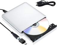 📀 high-speed external blu-ray cd dvd drive: usb 3.0 and usb-c compatible, 3d playback, mac & windows compatibility (silver) logo