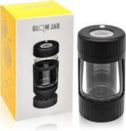 🔦 gohfeoeo light-up led transparent glass seal storage jar: grinder, magnifying jar (black) логотип