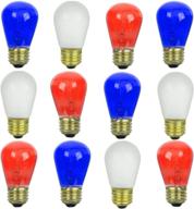 🎉 sunlite 41492-su s14 party string light bulbs, 11w, e26 medium base, dimmable, mercury free, red white and blue combo, 12 pack логотип