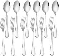 🍴 premium set of 12, heavy-duty stainless steel dinner forks and spoons silverware set - 8 inch forks and 7.2 inch spoons, dishwasher safe logo