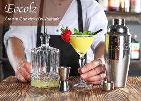 img 3 attached to 🍸 Eocolz Cocktail Shaker Bar Set - Ultimate Bartender Kit with Stand Accessories: Premium Martini Shaker, Jigger, Strainer, Mixer Spoon, Tongs, Pourer, Muddler, Bottle Opener - Professional Bar and Home Drink Making Tools