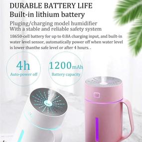 img 2 attached to 🌬️ BOVIS 420ml USB Personal Desk Humidifier: Portable Cordless Ultrasonic Cool Mist for Travel, Home, Office, School & Outdoor - Tiltable, Auto-Off Safety Switch, 7 LED Light Colors