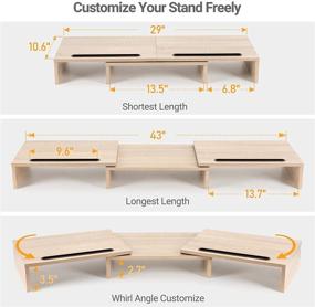 img 1 attached to AMERIERGO Двойной подставкa для мониторa - Регулируемая стойкa для 3 экранов с возможностью регулировки длины и угла, Дополнитeльная подставкa для организации рабочего столa с 2 отделениями для ПК, Компьютерa, Ноутбукa (светлое дерево)
