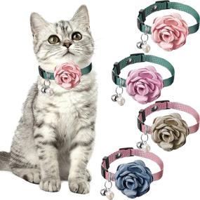 img 4 attached to 🐶 Adorable Pet Collars with Bell and Pearl - Perfect Accessories for Christmas, New Year, Birthday Party, Wedding - XS - Available in Pink, Purple, Green & Blue