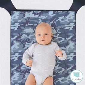 img 3 attached to 🏻 Листы Fitted Pack n Play, Playard, Mini Crib для мальчиков - набор из 2 штук в голубом и сером камуфляже от The Peanutshell