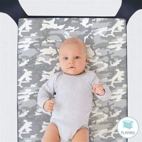 img 2 attached to 🏻 Листы Fitted Pack n Play, Playard, Mini Crib для мальчиков - набор из 2 штук в голубом и сером камуфляже от The Peanutshell