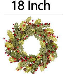 img 3 attached to Greenwood Winter Wreath with Berries, Pine Cones - 18 Inch Christmas Decorations for better SEO