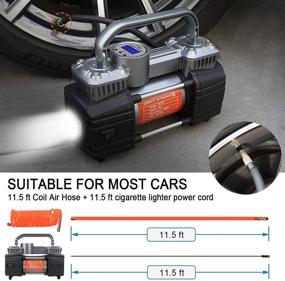 img 3 attached to 🚗 GSPSCN 150Psi Portable Digital Car Tire Inflator with Auto Shut-Off & LED Light - Heavy Duty Double Cylinders 12V Air Compressor Pump for Auto, Truck, Car, Bicycles, RV, SUV, Balls (Titanium)