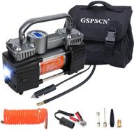 🚗 gspscn 150psi portable digital car tire inflator with auto shut-off & led light - heavy duty double cylinders 12v air compressor pump for auto, truck, car, bicycles, rv, suv, balls (titanium) logo