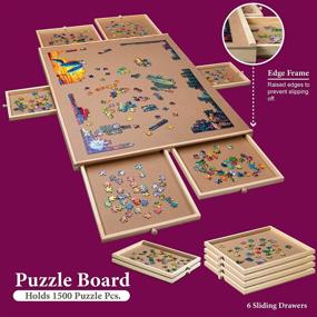 img 2 attached to 🧩 Wooden Puzzle Table - Premium Quality Jigsaw Puzzle Piece Organizer