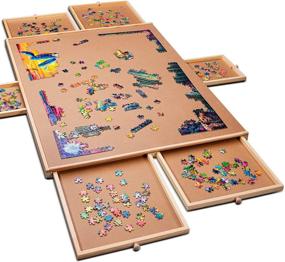 img 4 attached to 🧩 Wooden Puzzle Table - Premium Quality Jigsaw Puzzle Piece Organizer