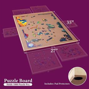 img 3 attached to 🧩 Wooden Puzzle Table - Premium Quality Jigsaw Puzzle Piece Organizer