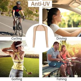 img 1 attached to 🌞 Stay Cool and Protected with 4 Pairs of Cooling Shawl Arm Sleeves with Finger Hole for Golfing, Driving, Riding, Fishing - Sun Protection for Women and Men