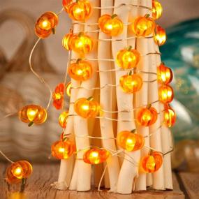 img 2 attached to 🎃 Fall Pumpkin LED String Lights, 10ft Silver Wire with Remote & Timer – Battery Powered for Thanksgiving, Wedding, Birthday Parties – DIY Home Mantel, New Year Decoration – IMPRESS LIFE