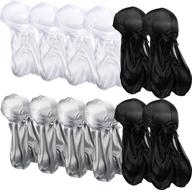 12-piece silky durag long tailed turban headwear: ultimate headwraps for men and women in running, fitness, cycling, hiking, camping logo