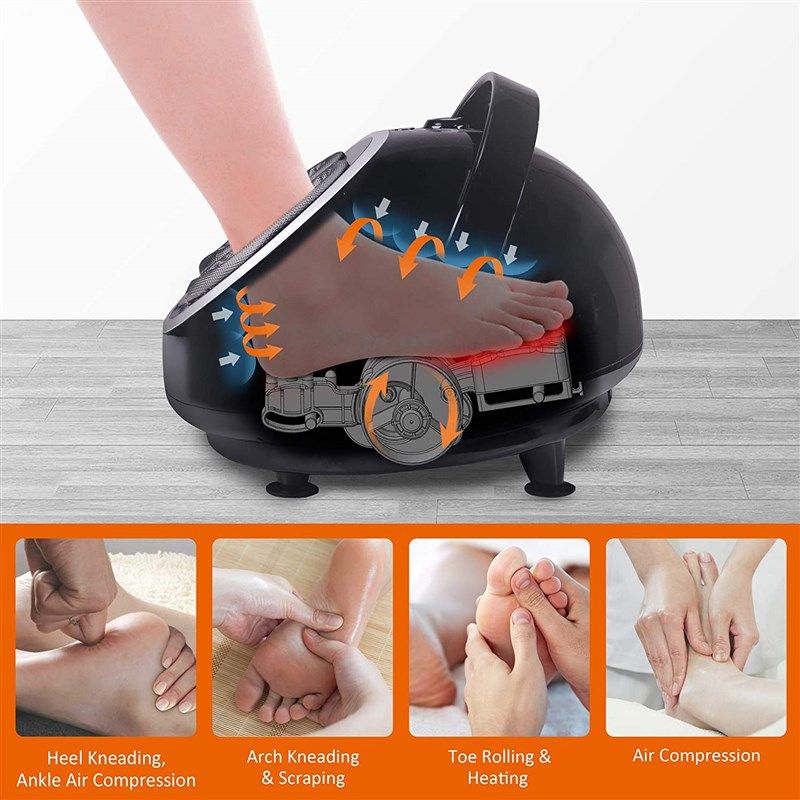 Snailax Shiatsu Foot Massager with Heat- Washable Cover Kneading Foot & Back Massager, Heated Foot Warmer, Electric Feet Massage