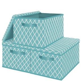 img 1 attached to 🧸 VERONLY Toy Boxes Organizers and Storage Bins with Lids - Collapsible Storage Cubes Baskets with Durable Handles for Closet, Playroom, Shelves, Office, Nursery, Pantry - Blue 3 Pack - 14.4x10x8.5 inches: Neatly Organize Toys & More!