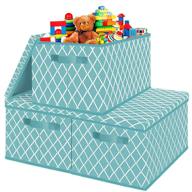 🧸 veronly toy boxes organizers and storage bins with lids - collapsible storage cubes baskets with durable handles for closet, playroom, shelves, office, nursery, pantry - blue 3 pack - 14.4x10x8.5 inches: neatly organize toys & more! logo