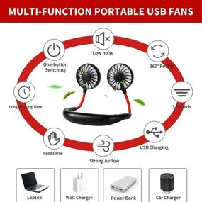 img 4 attached to 🔵 Portable Personal Sport Neck Fan - XUNMEJ Hand Free Mini USB Neckband Fan with 6-13 Hours Runtime, 2000mAh, 3 Speeds, 360 Degree Rotation - Ideal for Aromatherapy, Cooking, Outdoor Travel - Blue