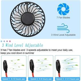 img 2 attached to 🔵 Portable Personal Sport Neck Fan - XUNMEJ Hand Free Mini USB Neckband Fan with 6-13 Hours Runtime, 2000mAh, 3 Speeds, 360 Degree Rotation - Ideal for Aromatherapy, Cooking, Outdoor Travel - Blue