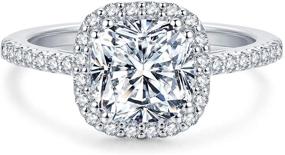 img 4 attached to 💍 Dazzling 2.5ct Cushion Cut Petite Micropave Floating Halo Moissanite Engagement Rings in D Color VVS for Women