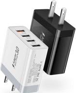 🔌 [2-pack] iseekerkit fast 3.0 usb charger, 33w 4ports 3.0 usb wall charger adapter [3.0+ 3.1a] - adaptive fast charging block for iphone, pad, wireless charger, samsung galaxy s10 s9 logo