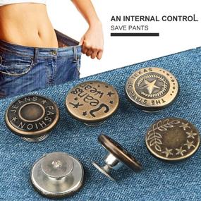 img 1 attached to 👖 Instant Adjustable 17mm Jeans Button Kit - 24 Sets Resizable Nail-Free and Sewing-Free Replacement with Metal Copper Buttons