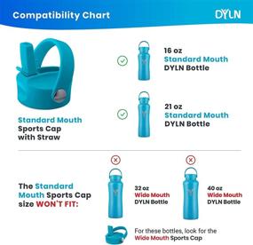 img 3 attached to DYLN Straw Sports Cap for Standard Mouth DYLN Alkaline 💧 Water Bottles - Leak-Free & Cold Insulated - Multiple Colors Available